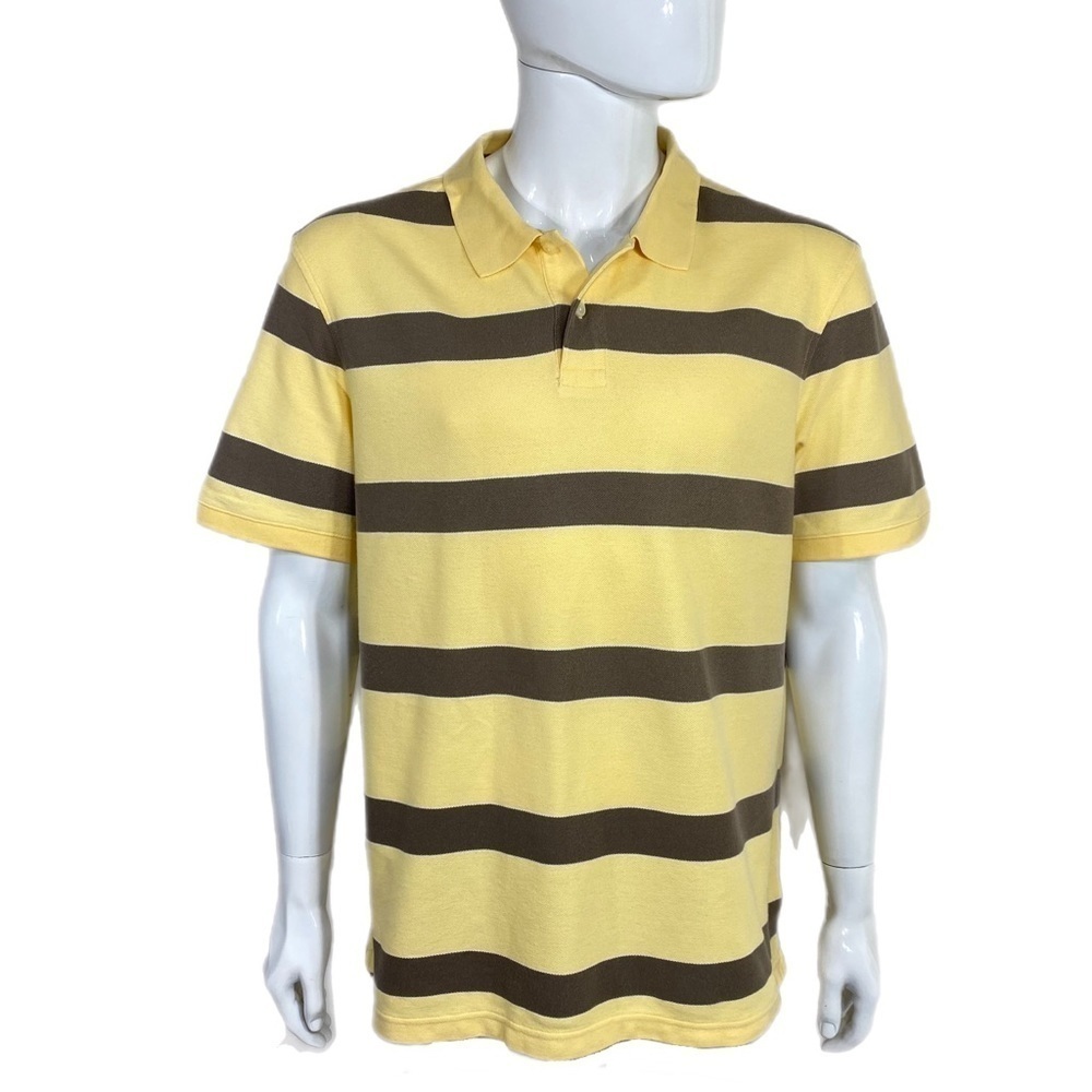 Sonoma Men's Yellow & Beige Striped Cotton Polo